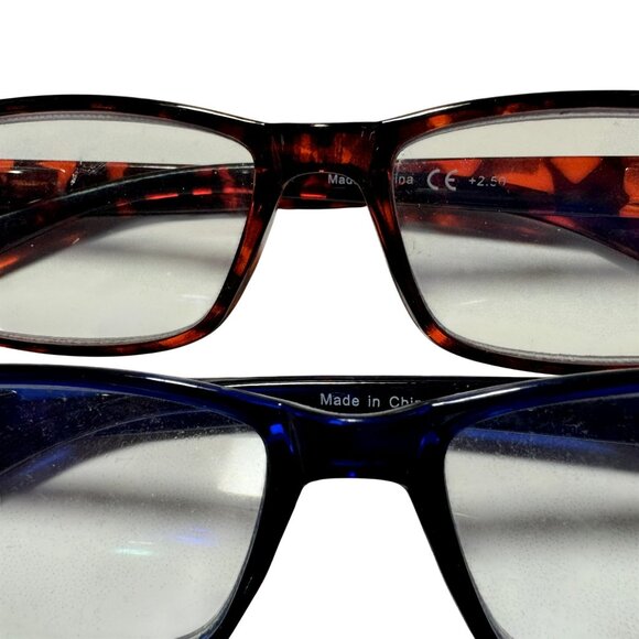 6 Pairs Casual Fashion Rectangular Reading Glasses 2.50 Stylish Simple Readers - Picture 4 of 4